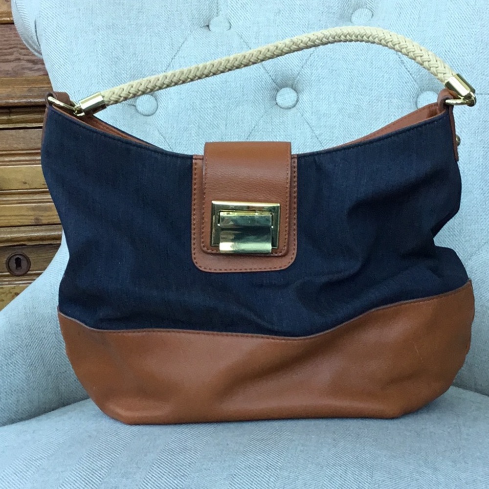 Talbots Leather and Denim Bag